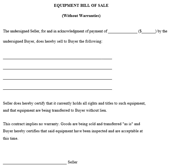 fillable equipment bill of sale form