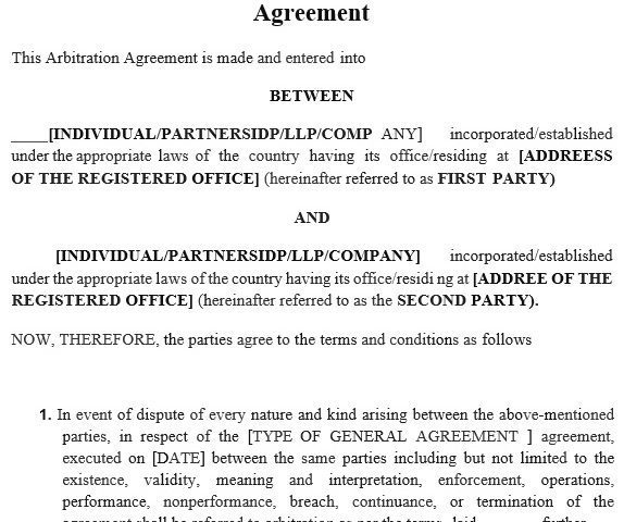 free arbitration agreement template 8