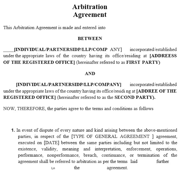 free arbitration agreement template 8