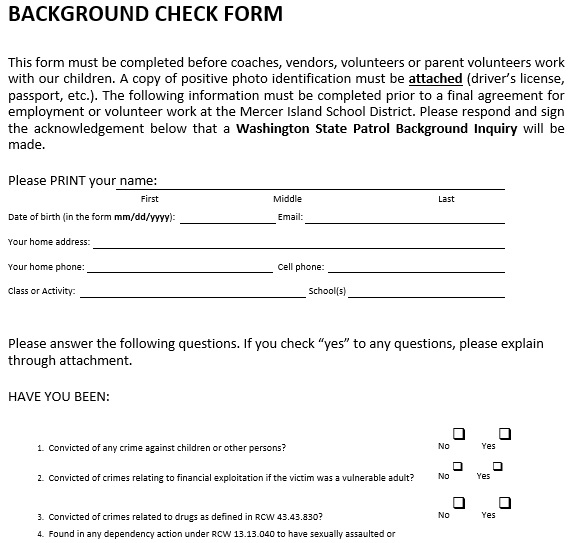 free background check form 4