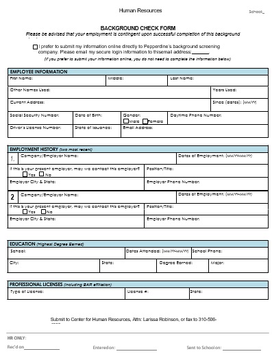 free background check form