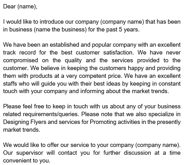 free business introduction letter 2