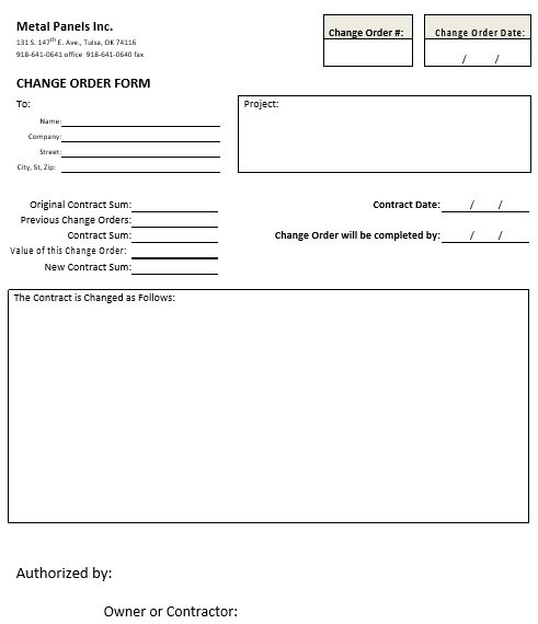 free change order template 7