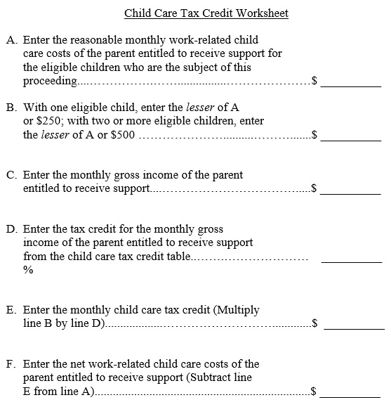 free child care tax credit worksheet