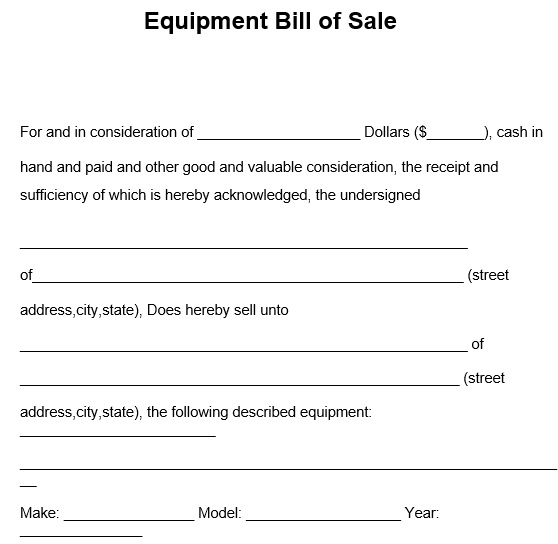 free equipment bill of sale template 6