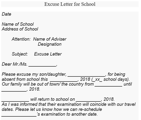 free excuse letter for school 3