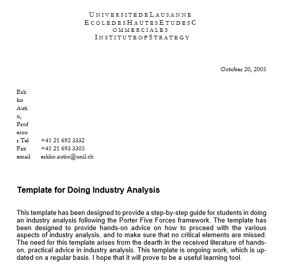 free industry analysis template 6