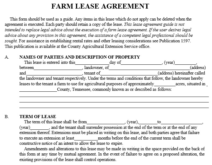 free land lease agreement template 4