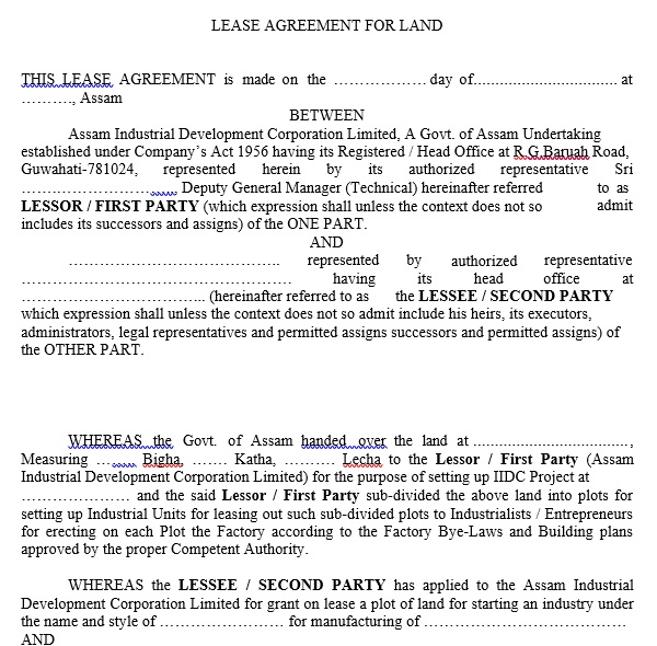 free land lease agreement template 5