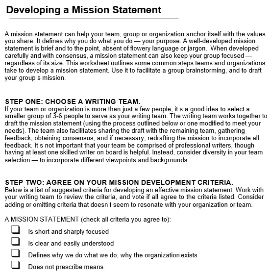 free mission statement template 5