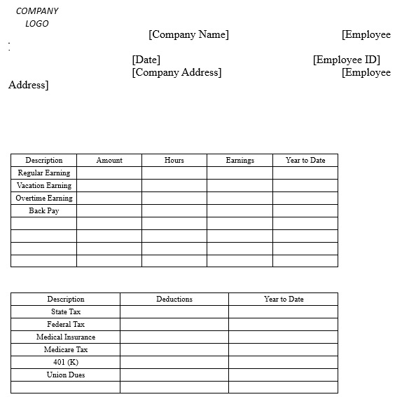 free pay stub template 1