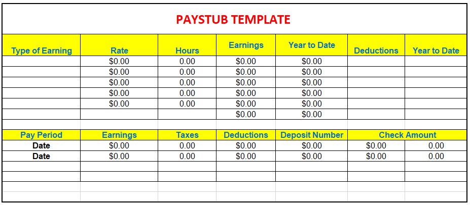 free pay stub template 9