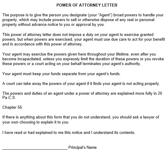free power of attorney letter 2