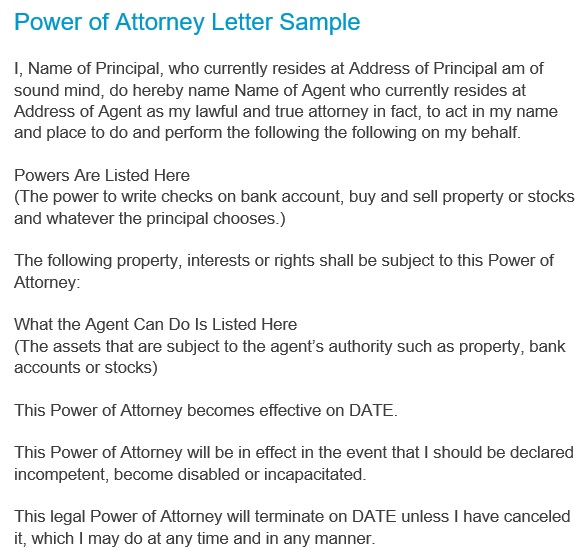 free power of attorney letter 3
