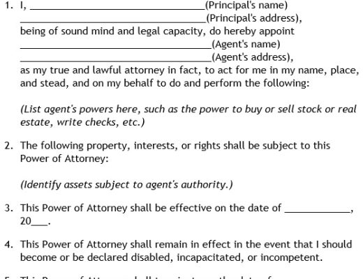 free power of attorney letter 4