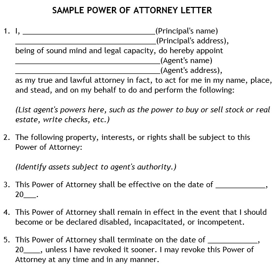 free power of attorney letter 4