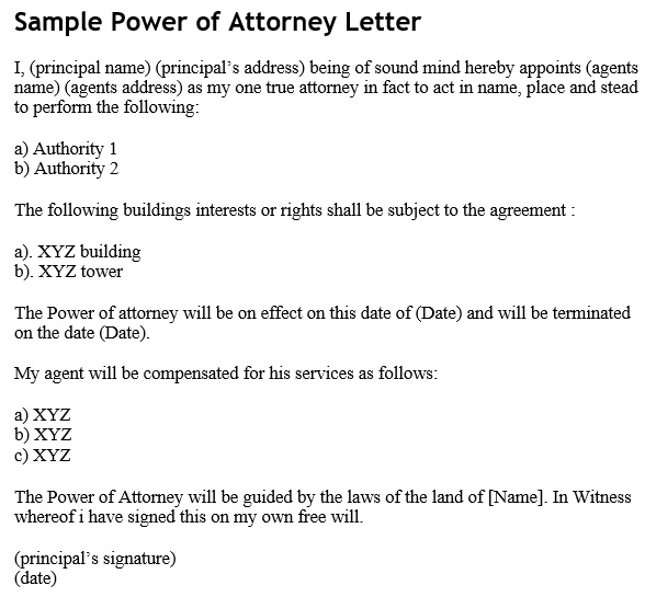free power of attorney letter 5