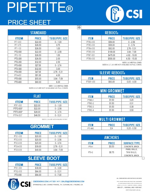 free price sheet template