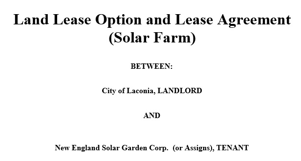 land lease option and lease agreement solar farm