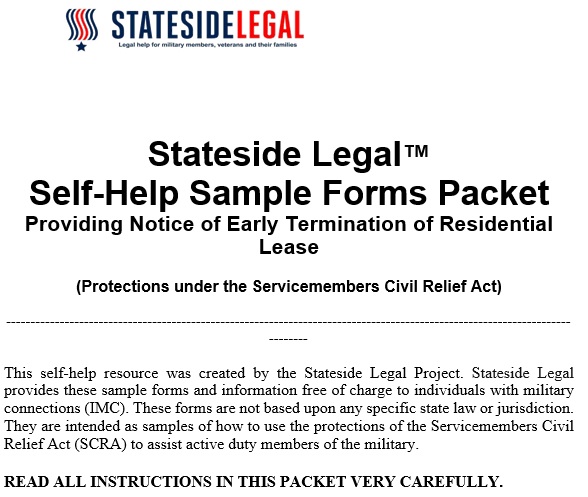notice of early termination of residential lease agreement