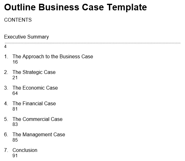 outline business case template