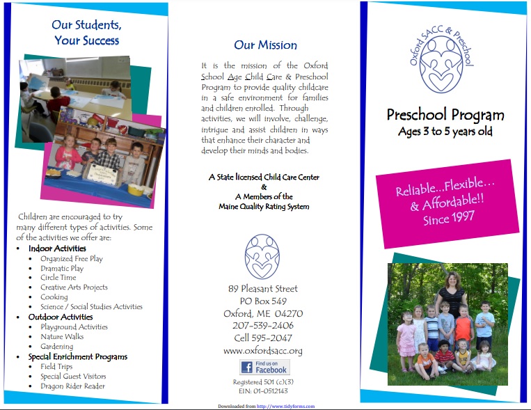 preschool program brochure template