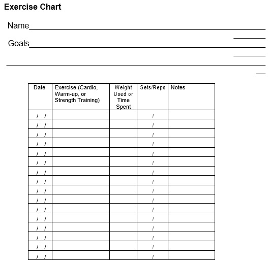printable exercise chart 7