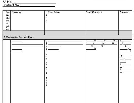 project schedule of values template