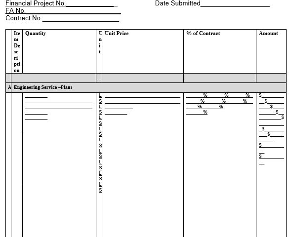 project schedule of values template