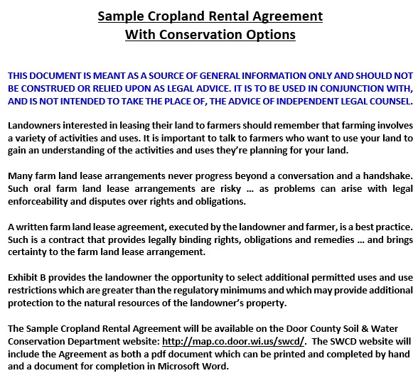 sample cropland rental agreement with conservation options
