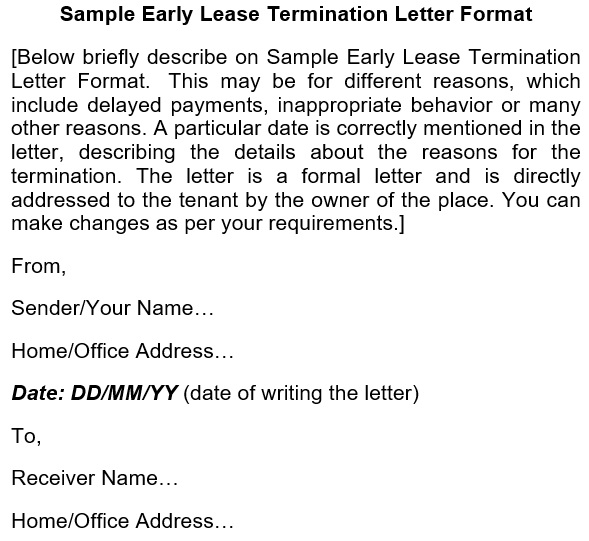 sample early lease termination letter