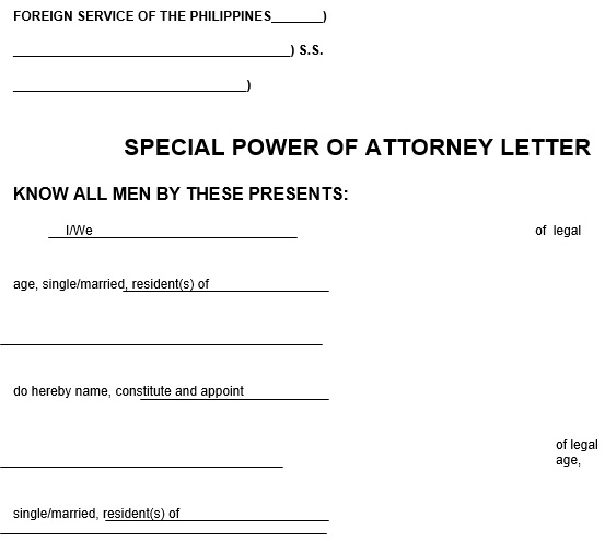 special power of attorney fillable form