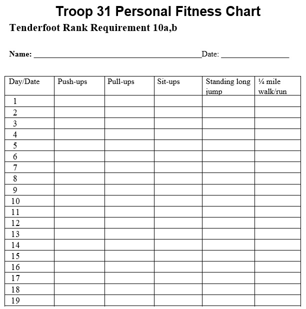 troop 31 personal fitness chart
