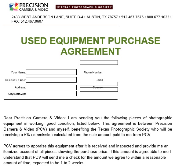 used equipment purchase agreement template