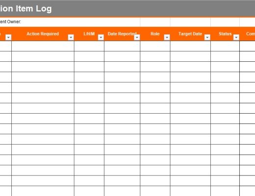 action item log template