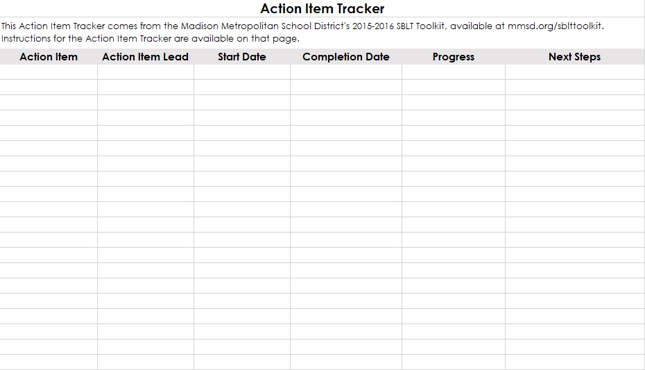 action item tracker template