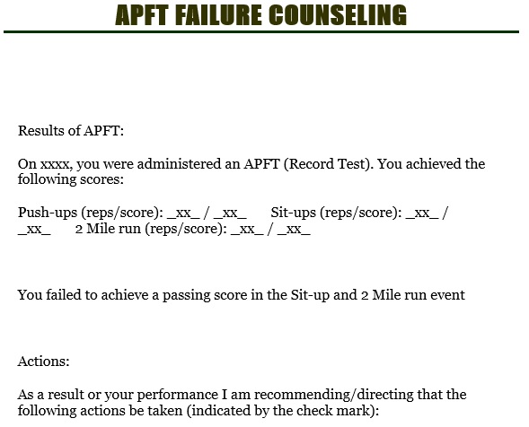 apft failure counseling example