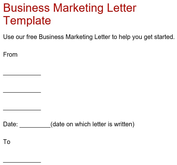business marketing letter template