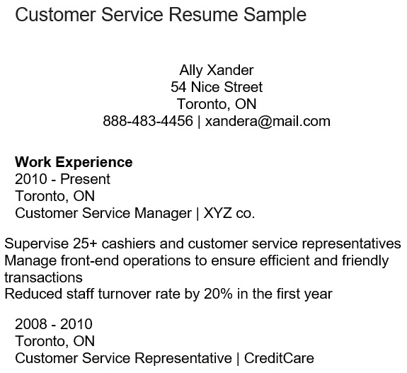 customer service resume sample