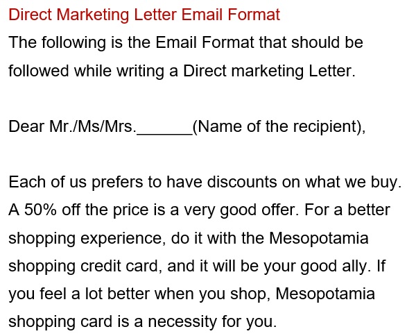 direct marketing letter email format