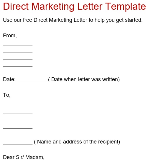 direct marketing letter template