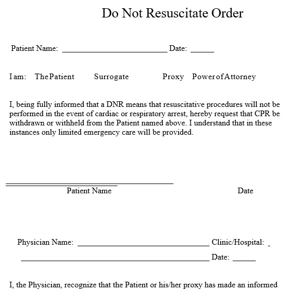 do not resuscitate order form 1