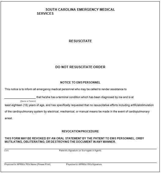 emergency medical services do not resuscitate order form