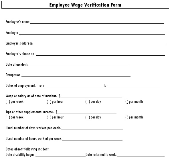 employee wage verification form