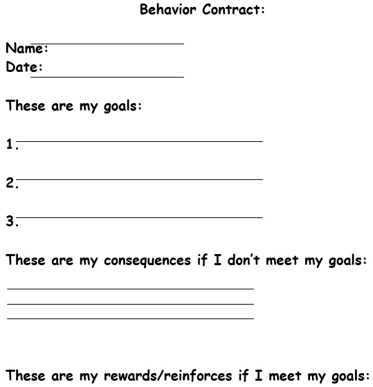 fillable behavior contract template