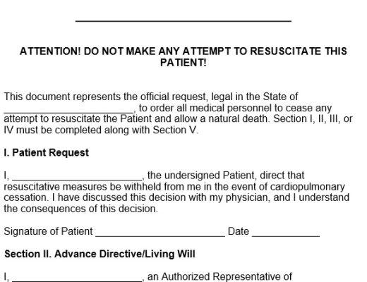 fillable do not resuscitate form template