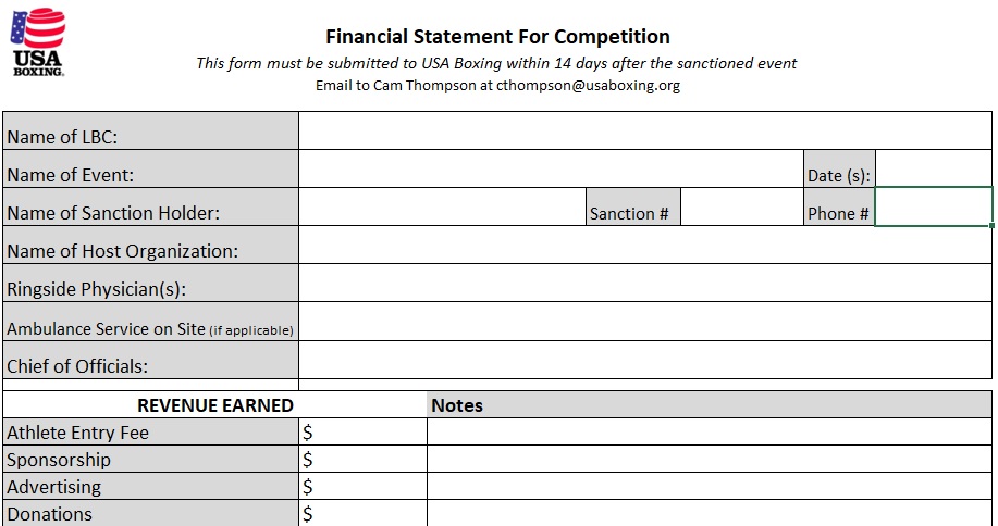 financial statement for competition