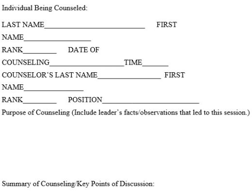 free army counseling form 7