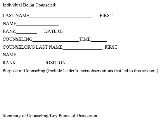 free army counseling form 7