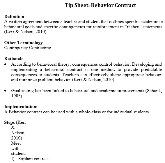 free behavior contract template 1
